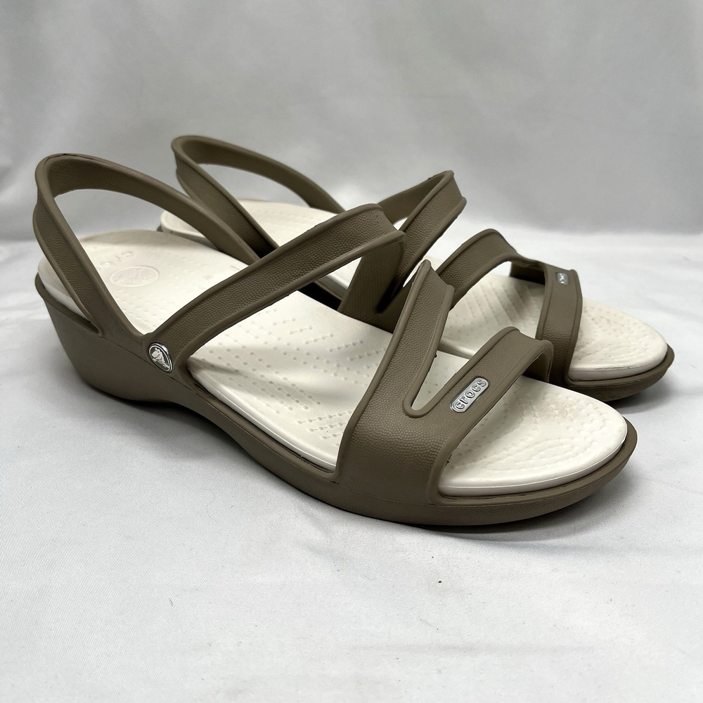 CROCS Patricia Wedge Strappy Slide Sandal womens size 9 casual comfort beach